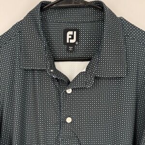 FootJoy XL Performance Golf Polo‎ Shirt Black White Pattern Short Sleeve Mens